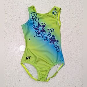 ULTRA SOFT GK ELITE CXS Extra Small Gymnastics dance leotard Green Blue OMBRE